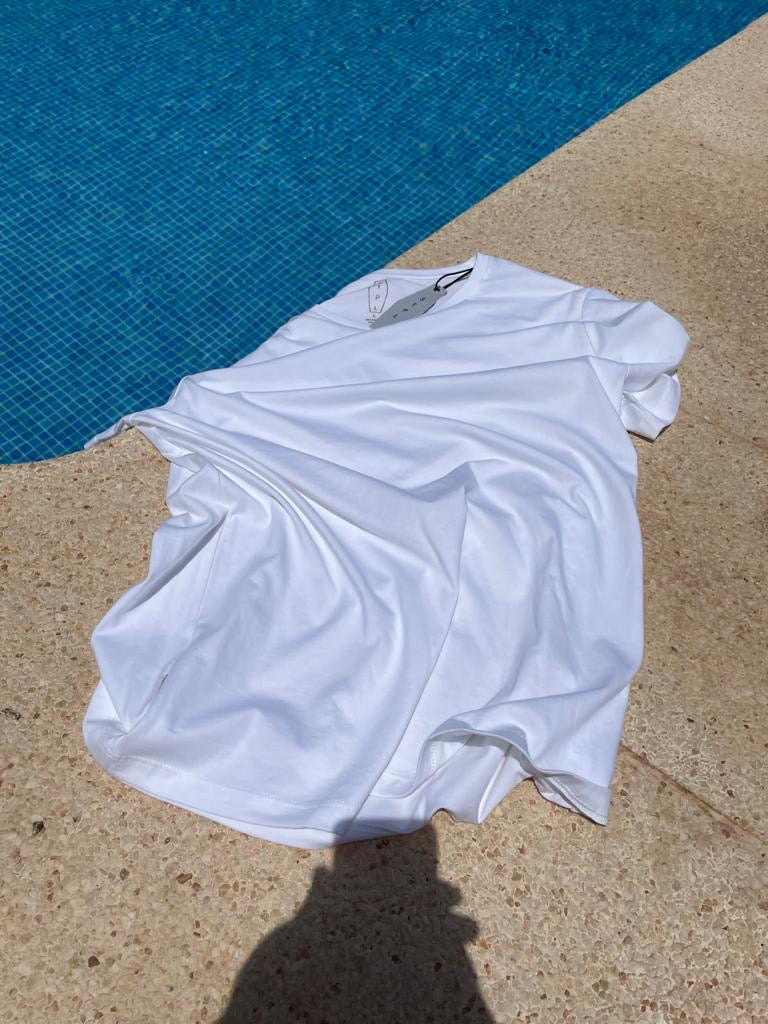 Box of Three Supernova White Peruvian Pima Cotton Round Neck T-Shirts.