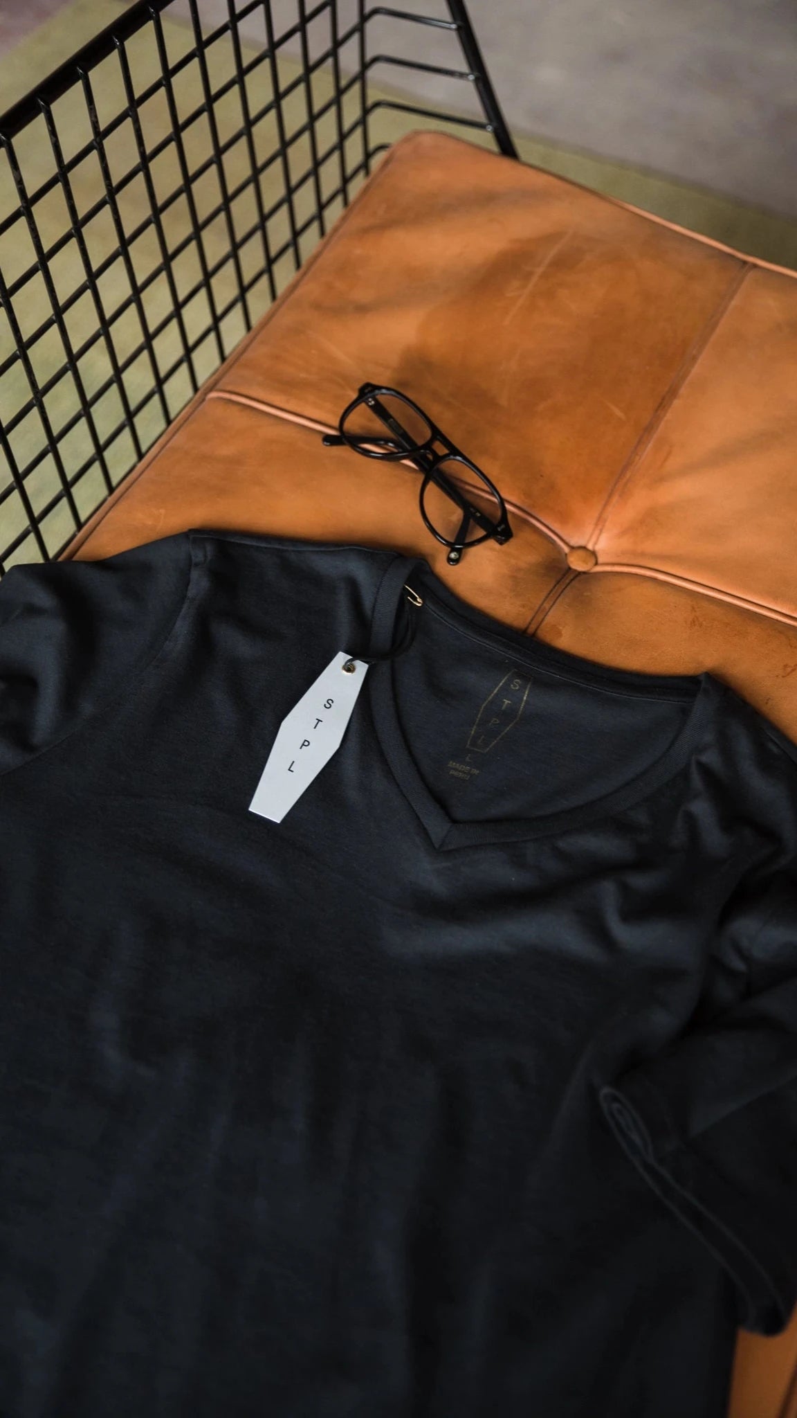 Box of Three Onyx Black Peruvian Pima Cotton V-Neck T-Shirts.
