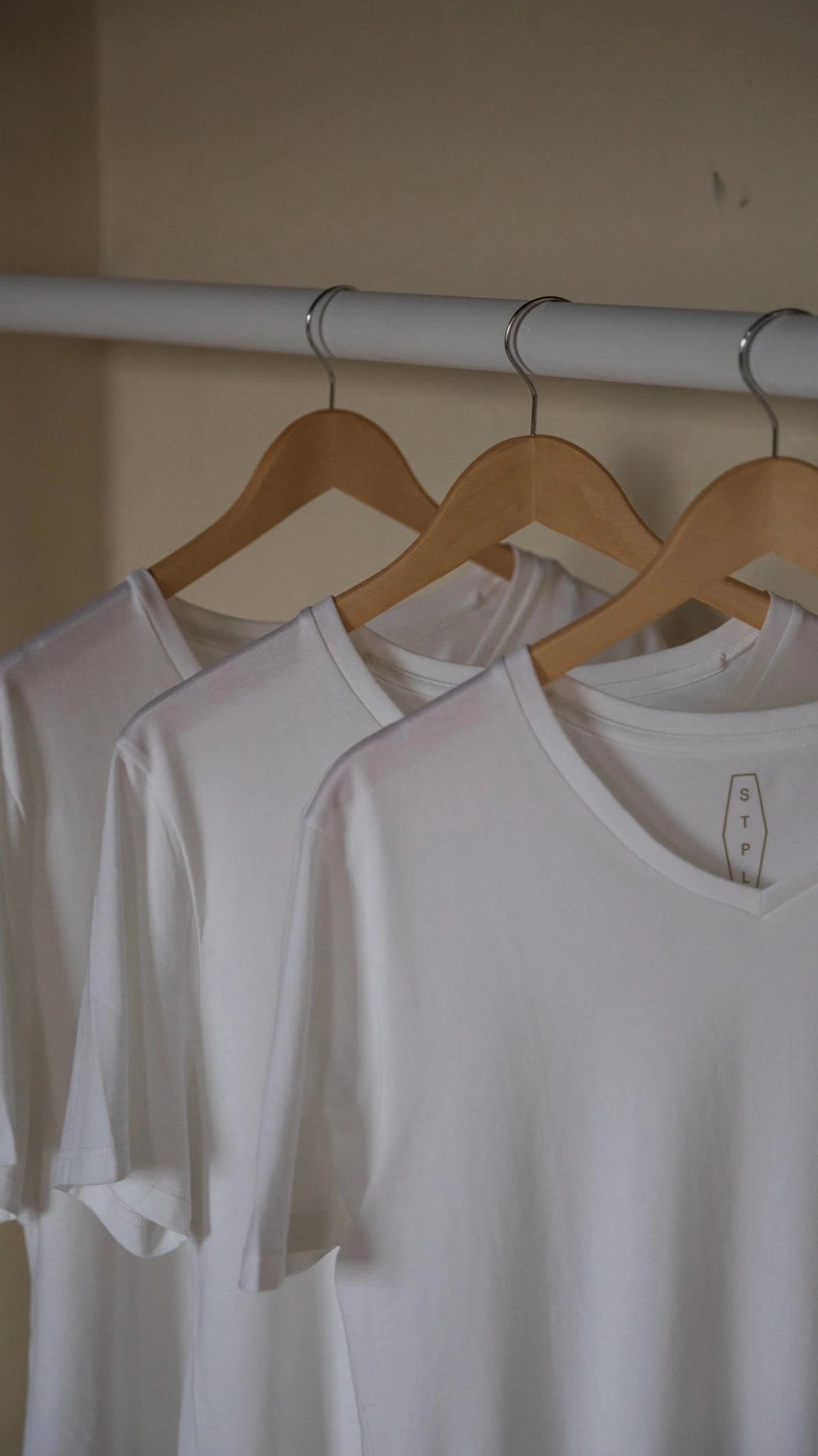 STPL white Pima cotton V-neck t-shirt – ethically made, ultra-soft fabric with a comfortable fit, perfect for versatile, everyday style