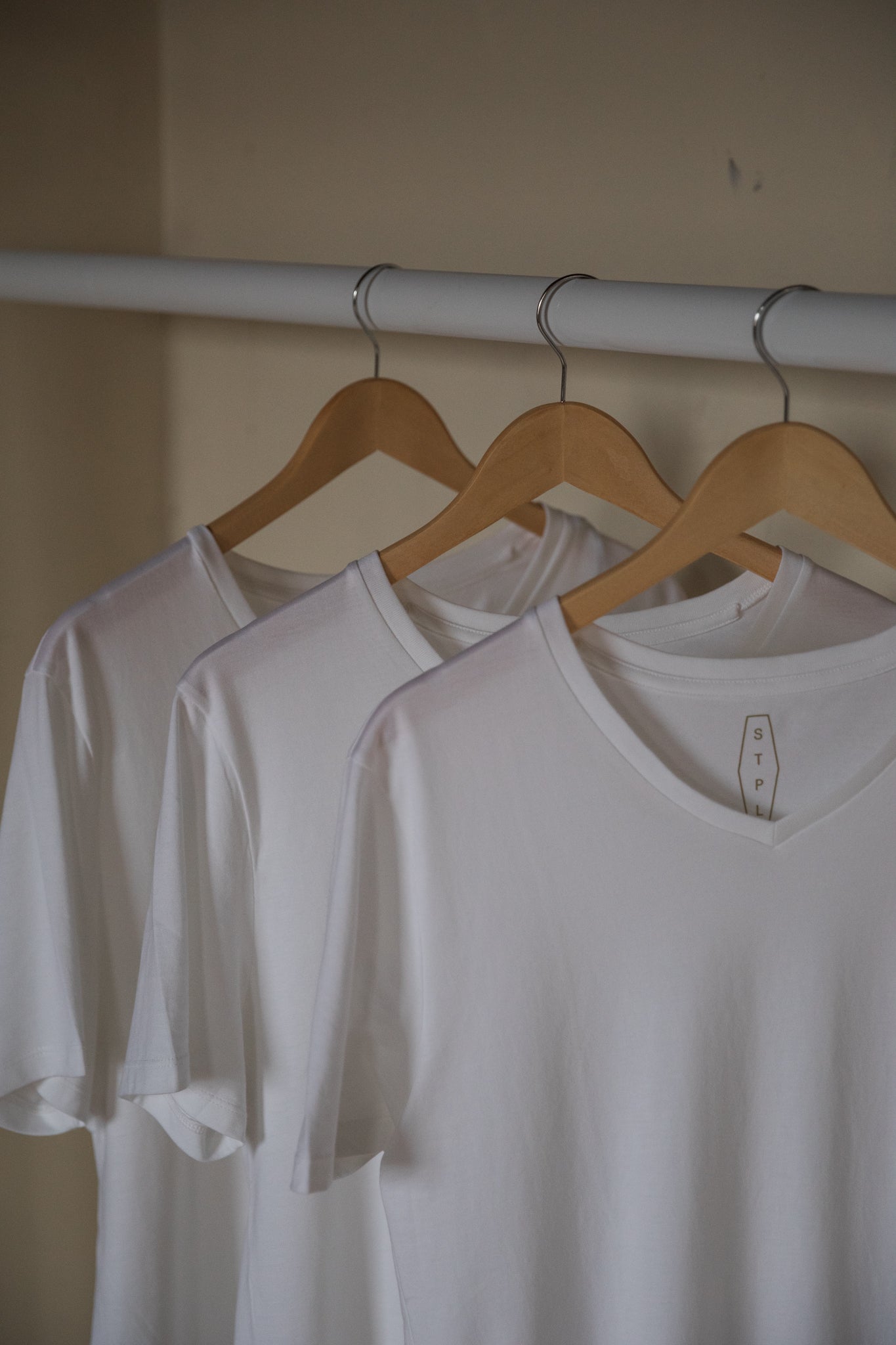 Box of Three Supernova White Peruvian Pima Cotton V-Neck T-shirts