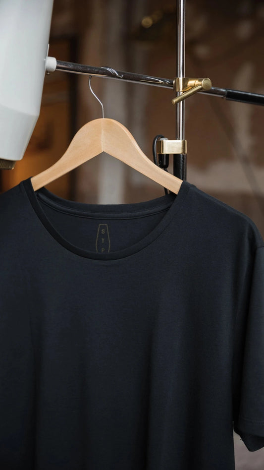 STPL Black Pima Cotton T-shirt. Extra long cotton. STPL T-shirt 3-pack.