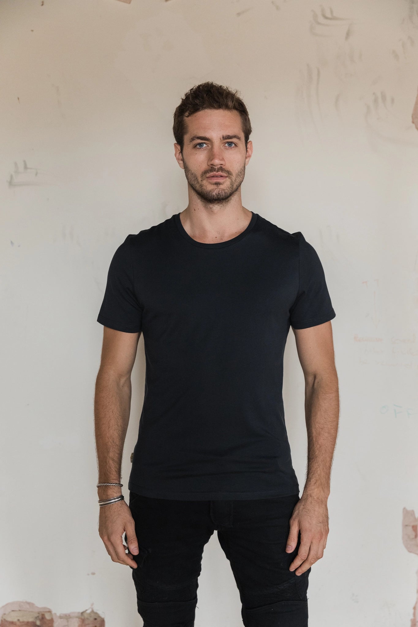 STPL black Pima cotton crew neck t-shirt – ethically made, ultra-soft fabric with a comfortable fit, perfect for versatile, everyday style