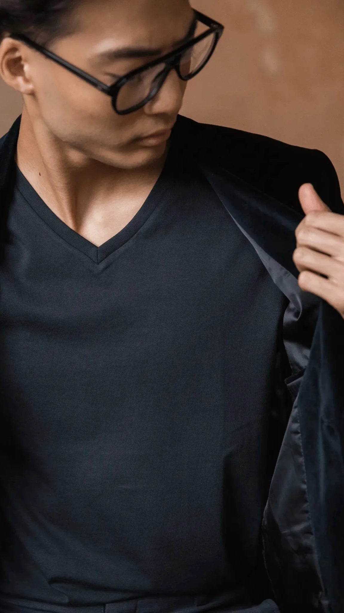 STPL black pima cotton V-neck t-shirt – ethically made, ultra-soft fabric with a comfortable fit, perfect for versatile, everyday style