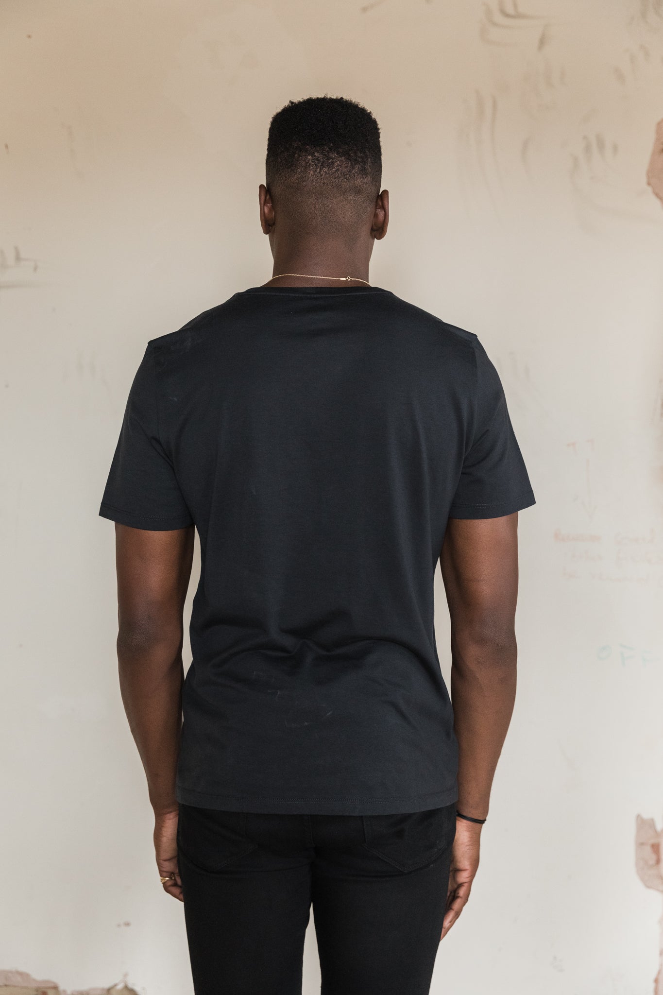 STPL black pima cotton V-neck t-shirt – ethically made, ultra-soft fabric with a comfortable fit, perfect for versatile, everyday style