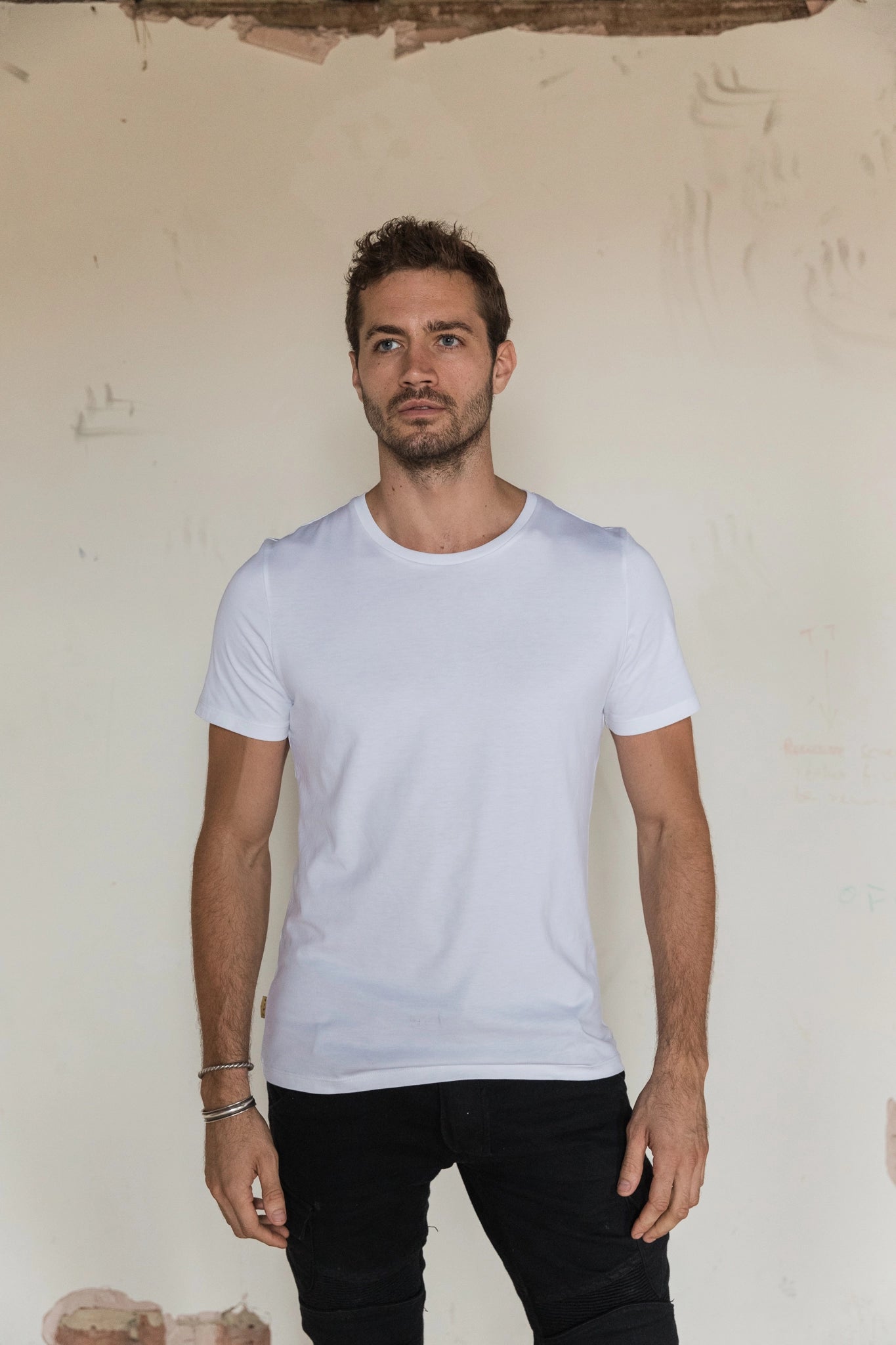 STPL white Pima cotton crew neck t-shirt – ethically made, ultra-soft fabric with a comfortable fit, perfect for versatile, everyday style