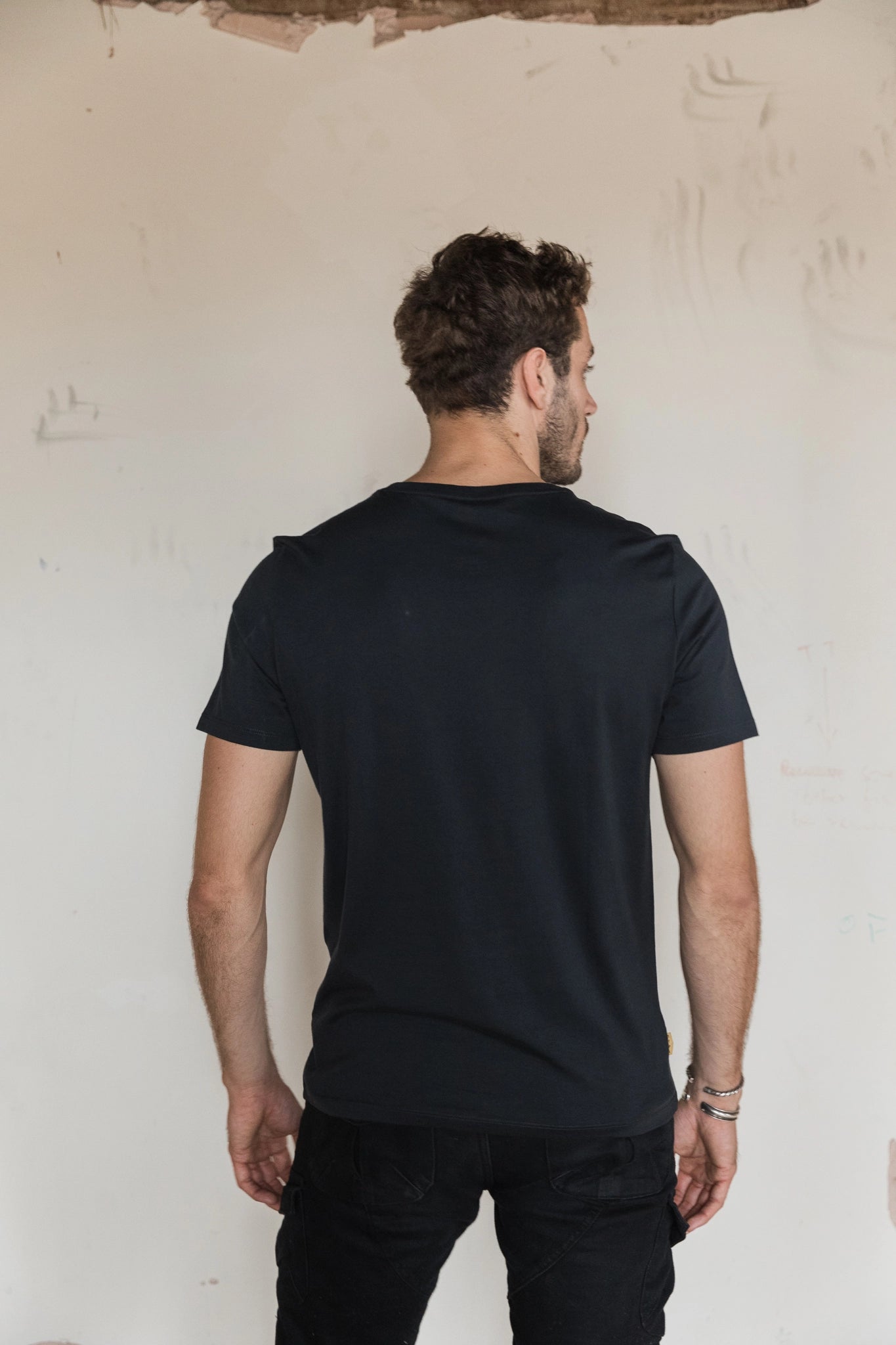 STPL black Pima cotton crew neck t-shirt – ethically made, ultra-soft fabric with a comfortable fit, perfect for versatile, everyday style